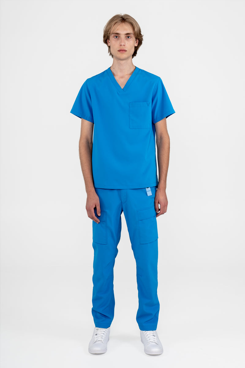 V-Neck Scrub | back_img_sky_blue | Sky Blue